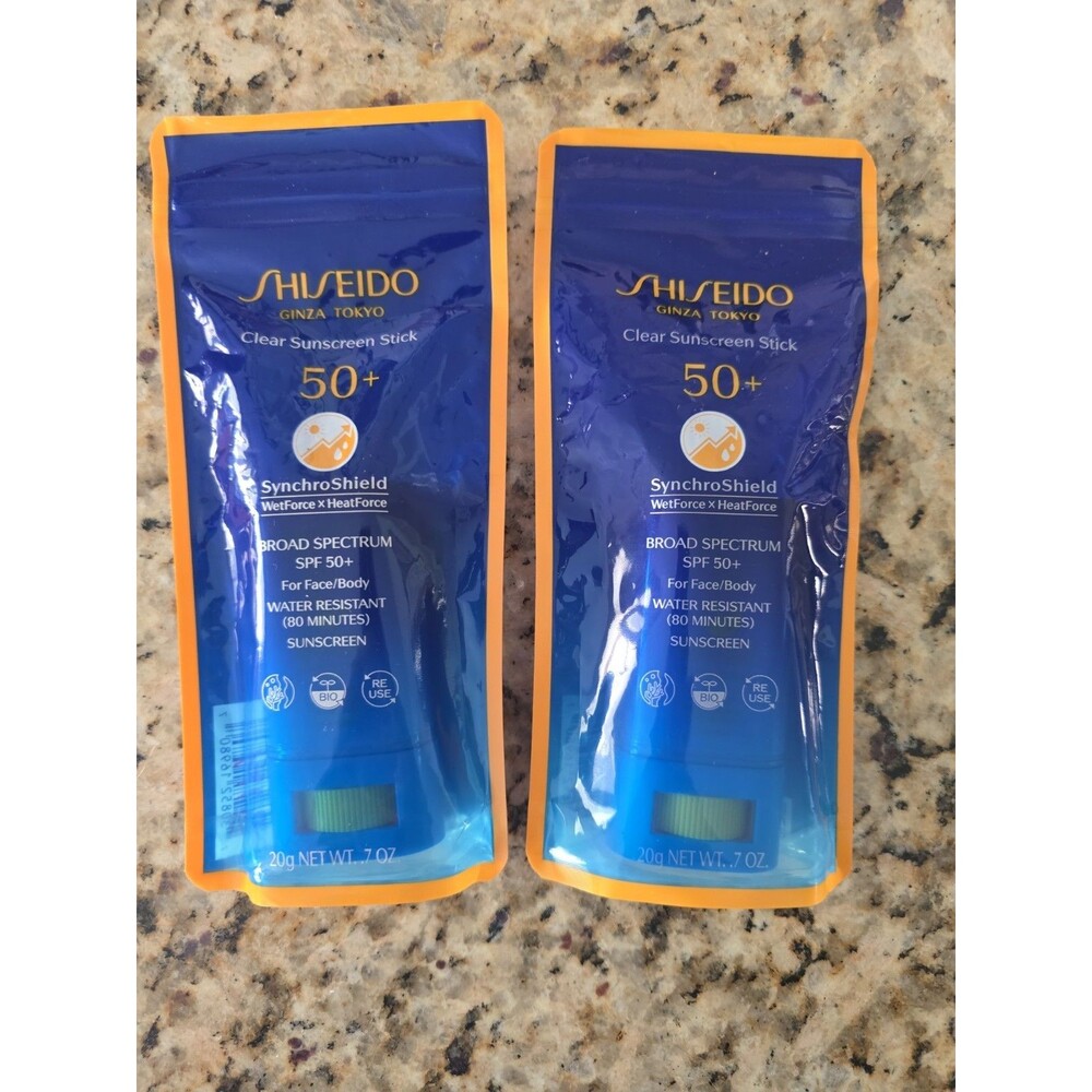 2 Pack Shiseido Clear Sunscreen UV Stick SPF 50+ Wet Force  NEW IN ORIGINAL BAG